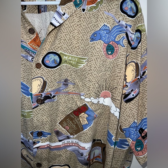 Dietrich Varez by Reyn Spooner Hawaii Vintage Airplane Shirt size Medium - Picture 2 of 8